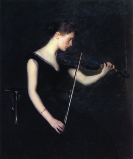 Tarbell Oil Paintings - Girl With Violin - Click Image to Close