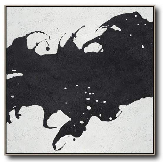 Square Minimal Black And White Painting #ADMPS0A164 - Click Image to Close