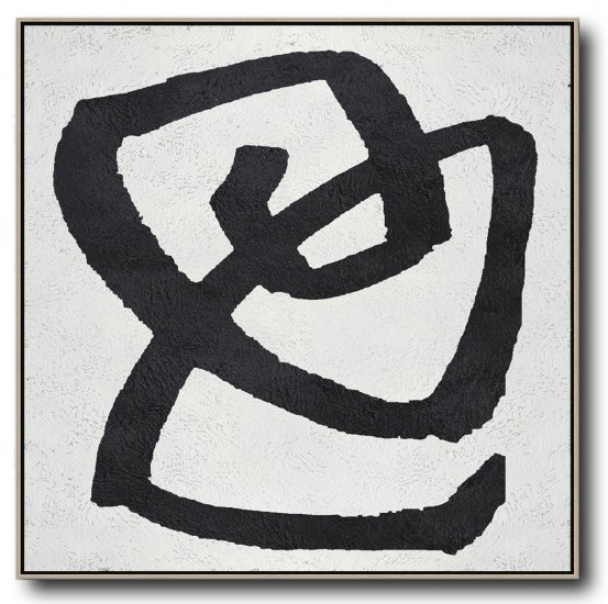 Square Minimal Black And White Painting #ADMPS0A193 - Click Image to Close