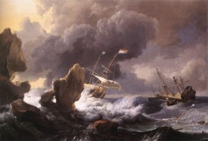 Ships In Distress Off A Rocky Coast, 1667