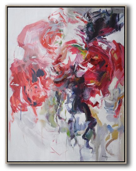 Vertical Abstract Flower Oil Painting #ABV0A18 - Click Image to Close