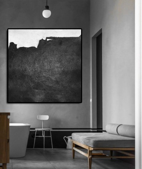 Square Minimal Black And White Painting #ADMPS0A148 - Click Image to Close