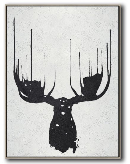 Vertical Minimal Deer Art Painting Black and White  #ADMPS0B182 - Click Image to Close