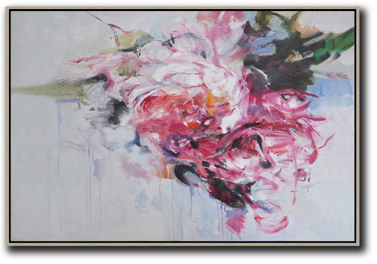 Horizontal Abstract Flower Painting #ABH0A27 - Click Image to Close