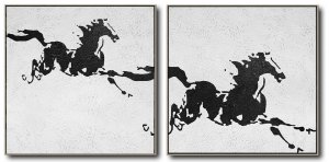 Set Of 2 Minimal Horse Art - Black and White #SOTMA0B75