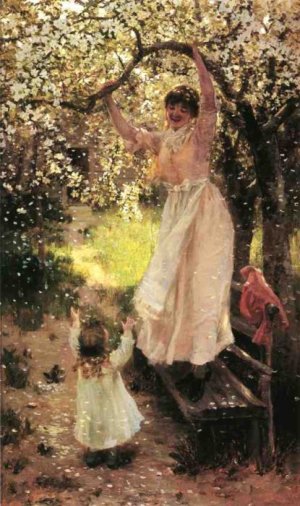 Hamilton Oil Paintings - Falling Apple Blossoms