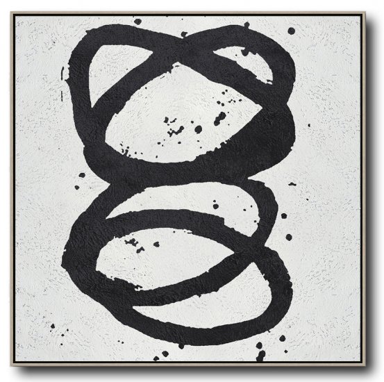 Square Minimal Black And White Painting #ADMPS0A189 - Click Image to Close