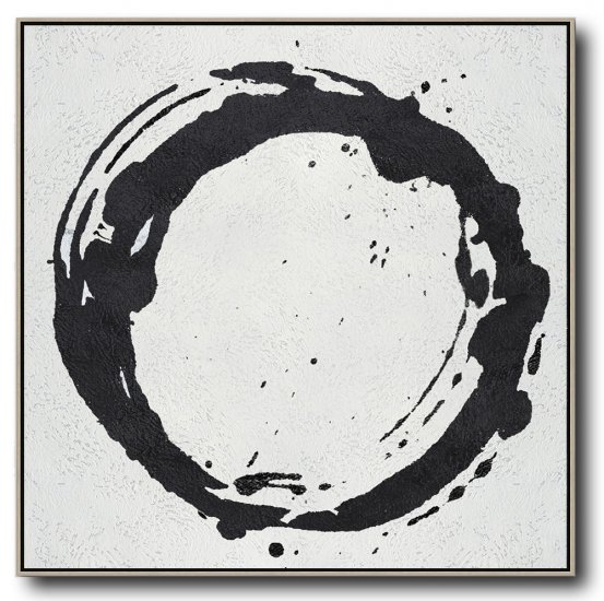 Square Minimal Black And White Painting #ADMPS0A7 - Click Image to Close