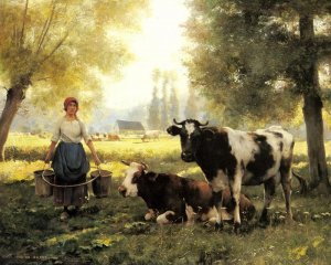 A Milkmaid With Her Cows On A Summer Day