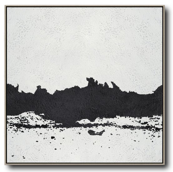 Square Minimal Black And White Painting #ADMPS0A119 - Click Image to Close