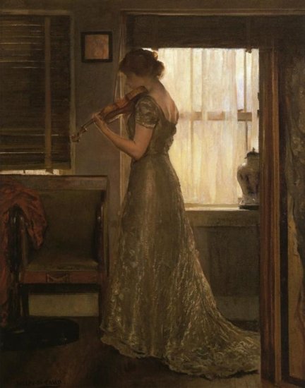 Decamp Oil Paintings - Girl With A Violin III - Click Image to Close