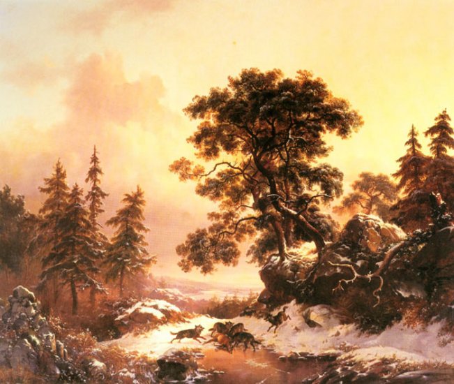 Wolves In A Winter Landscape, 1851 - Click Image to Close