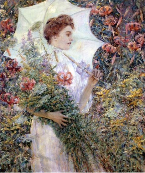 Reid Oil Paintings - The White Parasol - Click Image to Close