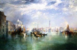 Moran Oil Paintings - Entrance To The Grand Canal, Venice