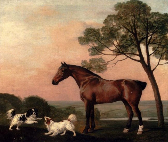 A Bay Hunter With Two Spaniels, 1777 - Click Image to Close