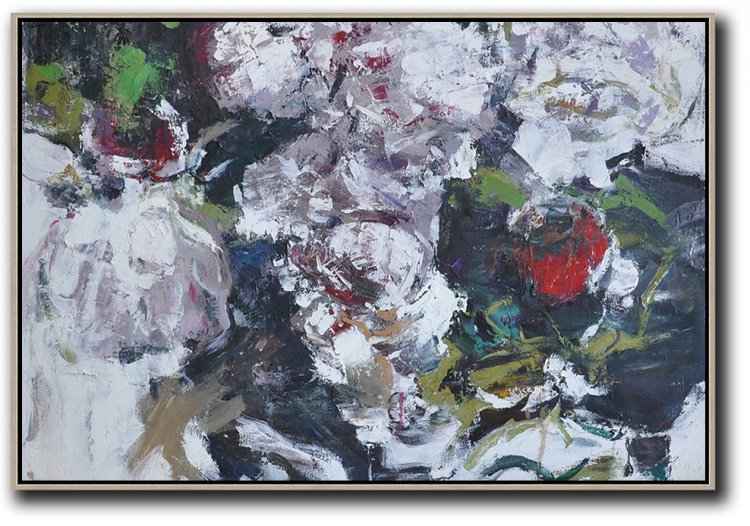 Horizontal Abstract Flower Painting #ABH0A32 - Click Image to Close