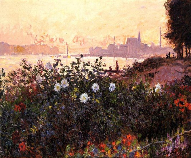 Argenteuil, Flowers By The Riverbank, 1877 - Click Image to Close