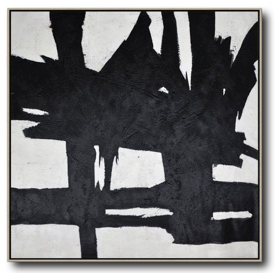 Square Minimal Black And White Painting #ADMPS0A161 - Click Image to Close