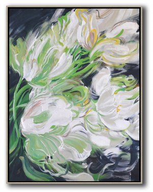 Vertical Abstract Flower Oil Painting #ABV0A4