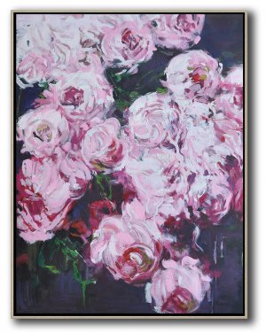 Vertical Abstract Flower Oil Painting #ABV0A16