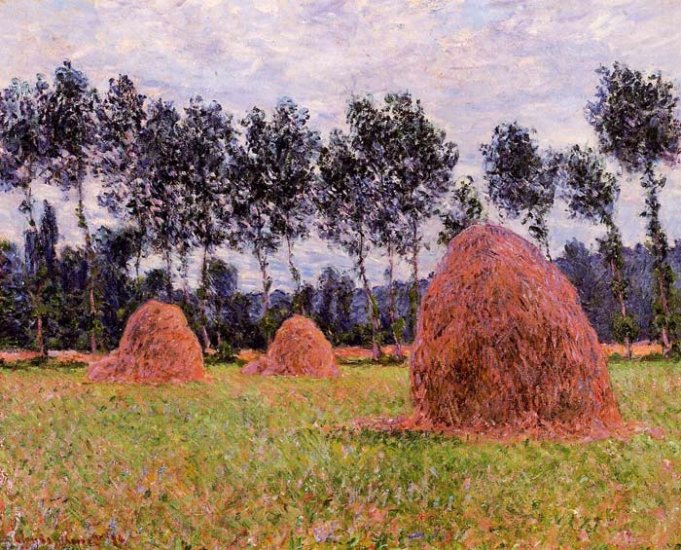 Haystacks, Overcast Day , 1884 - Click Image to Close