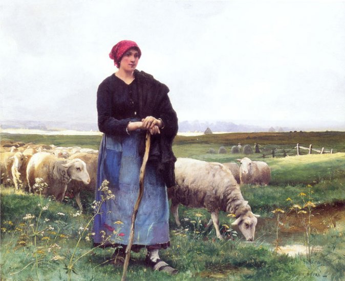 A Shepherdess With Her Flock - Click Image to Close