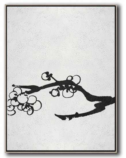 Vertical Minimal Wintersweet Art Painting Black and White #ADMPS0B244 - Click Image to Close