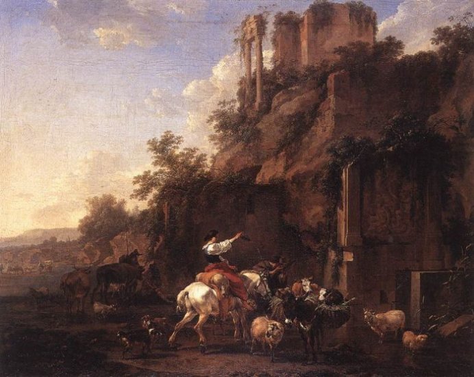 Rocky Landscape With Antique Ruins, 1657 - Click Image to Close