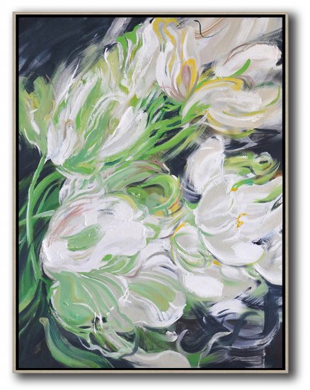 Vertical Abstract Flower Oil Painting #ABV0A4 - Click Image to Close