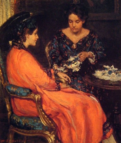 Hubbell Oil Paintings - Study For The Orange Robe - Click Image to Close