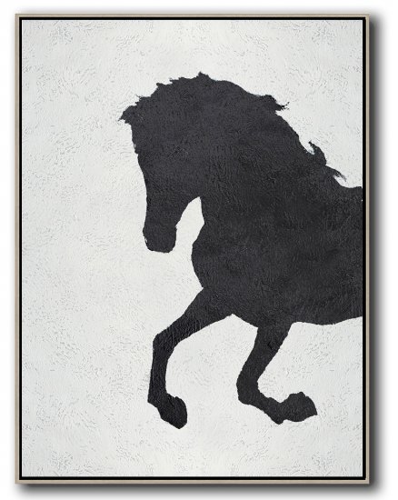 Vertical Minimal Horse Art Painting Black and White  #ADMPS0B189 - Click Image to Close