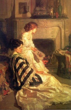 Hubbell Oil Paintings - By The Fireside