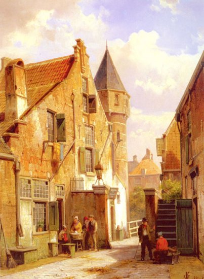 A Street Scene In Leiden - Click Image to Close