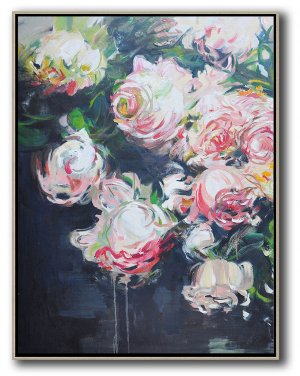 Vertical Abstract Flower Oil Painting #ABV0A3