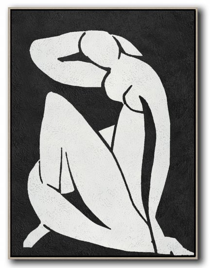 Vertical Minimal Body Art Painting Black and White #ADMPS0B225 - Click Image to Close