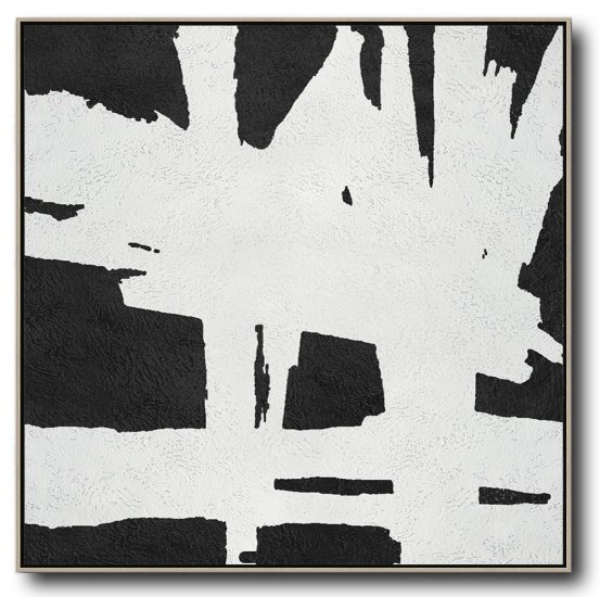 Square Minimal Black And White Painting #ADMPS0A93 - Click Image to Close