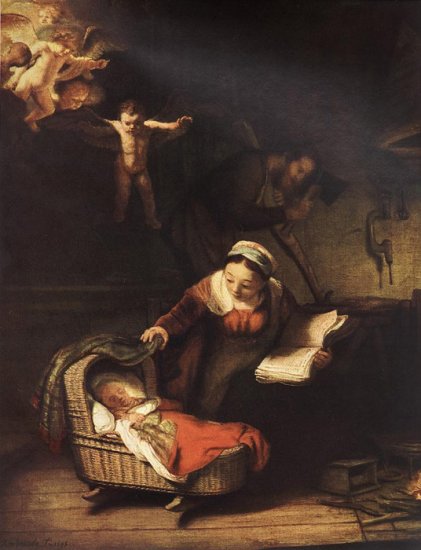 The Holy Family With Angels , 1645 - Click Image to Close