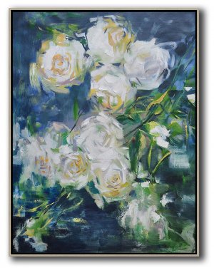 Vertical Abstract Flower Oil Painting #ABV0A15