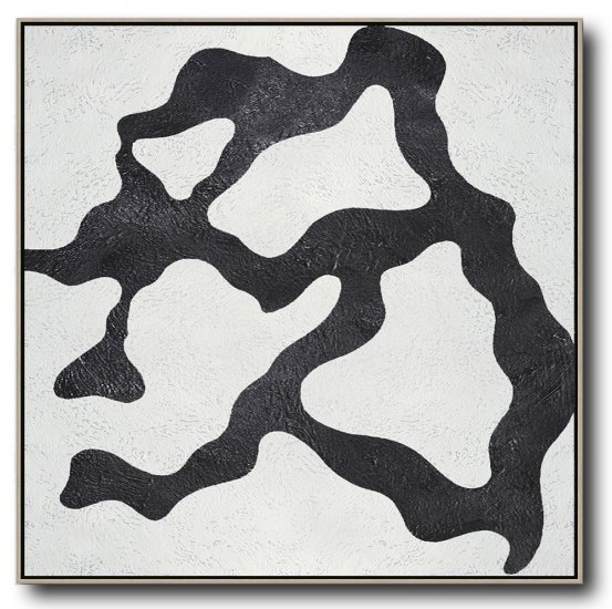 Square Minimal Black And White Painting #ADMPS0A91 - Click Image to Close