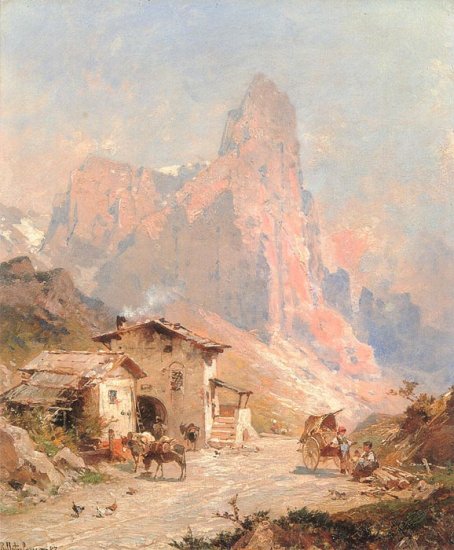 Figures In A Village In The Dolomites - Click Image to Close