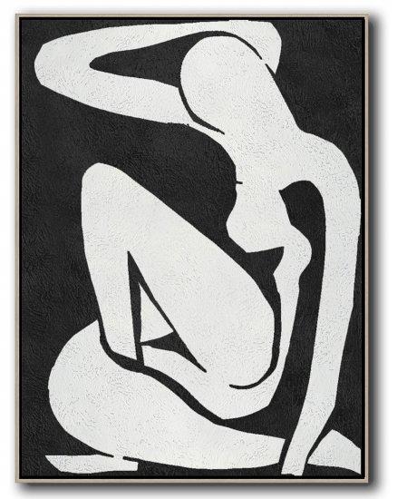 Vertical Minimal Body Art Painting Black and White #ADMPS0B221 - Click Image to Close