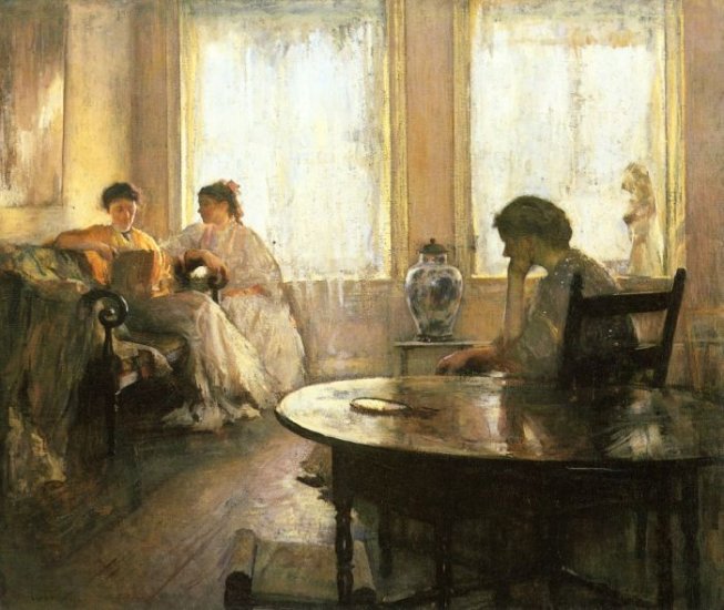 Tarbell Oil Paintings - Three Girls Reading - Click Image to Close