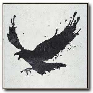 Square Minimal Flying Eagle Art Painting Black and White  #ADMPS0A79