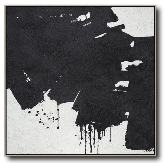 Square Minimal Black And White Painting #ADMPS0A167 - Click Image to Close