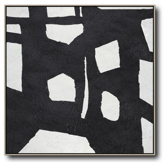 Square Minimal Black And White Painting #ADMPS0A166 - Click Image to Close