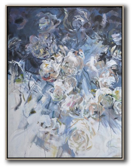 Vertical Abstract Flower Oil Painting #ABV0A8 - Click Image to Close