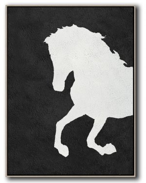 Vertical Minimal Horse Art Painting Black and White  #ADMPS0B188