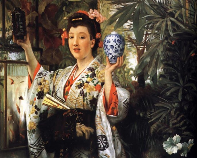 Young Lady Holding Japanese Objects, 1865 - Click Image to Close