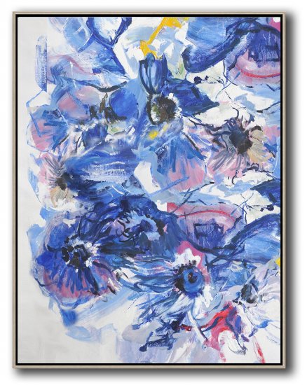 Vertical Abstract Flower Oil Painting #ABV0A17 - Click Image to Close