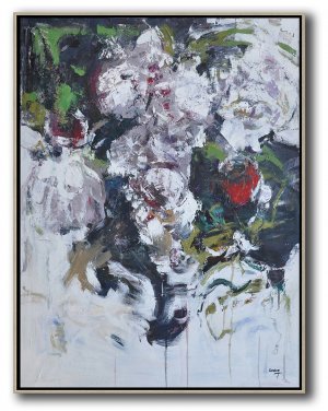 Vertical Abstract Flower Oil Painting #ABV0A12